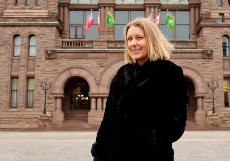 Allison Smith stands outside Queen's Park