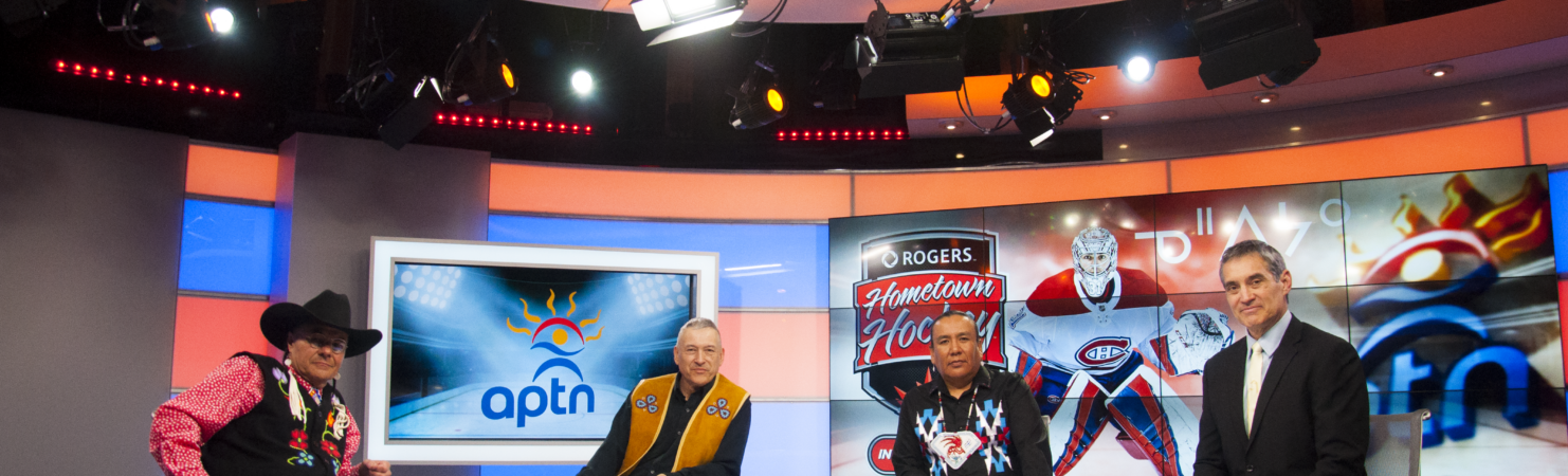 From left, Earl Wood, Clarence Iron, Jason Chamakese and John Chabot comment on the history-making March 24 NHL game.