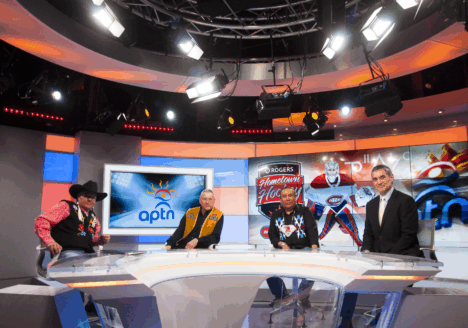 From left, Earl Wood, Clarence Iron, Jason Chamakese and John Chabot comment on the history-making March 24 NHL game.