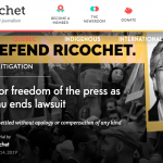 Screenshot of Ricochet story "Victory for freedom of the press as Martineau ends lawsuit". Subheading: $350,000 claim settled without apology or compensation of any kind