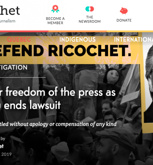 Screenshot of Ricochet story "Victory for freedom of the press as Martineau ends lawsuit". Subheading: $350,000 claim settled without apology or compensation of any kind
