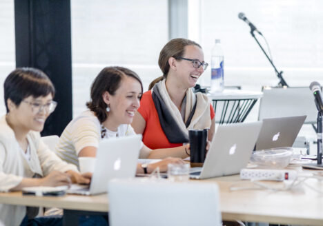 Journalists Anita Li, Caitlin Havlak and Jacqueline Ronson attend the Local News Accelerator in Montreal