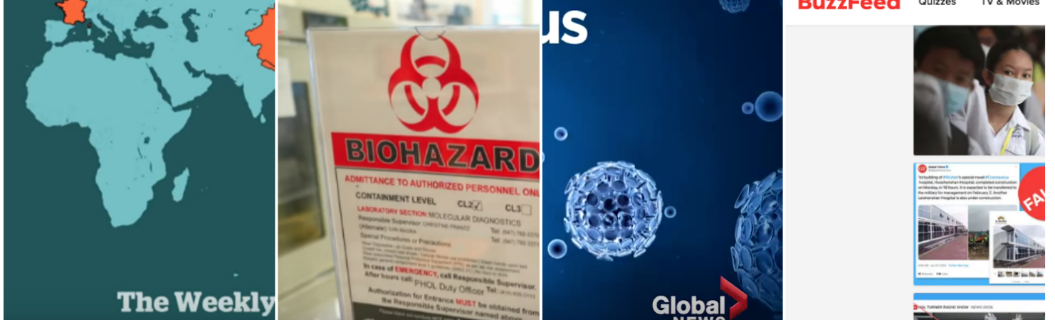Collage of coverage from CBC, Buzzfeed News and Global