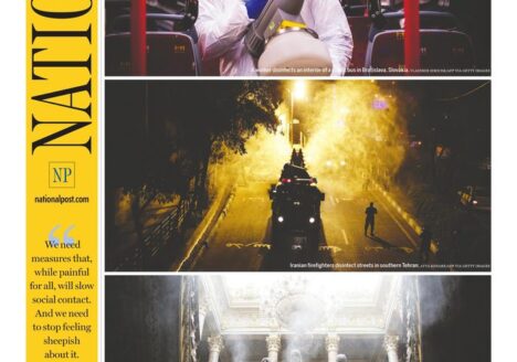 National Post front page with lead story headline "Pandemic"