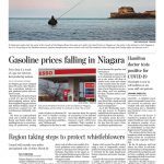 The Standard front page with lead story headline "Gasoline prices falling in Niagara"