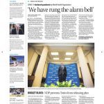 Winnipeg Free Press front page with lead story headline "'We have rung the alarm bell'"