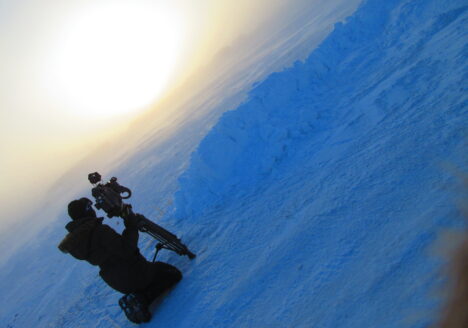 Charlotte Morritt-Jacobs shooting video in Rankin Inlet