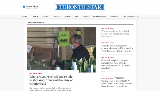 Toronto Star editor: Why we’re offering free digital access to essential coronavirus information