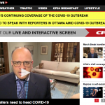 CP24 homepage with feature story headline "March Breal travellers need to heed COVID-19"