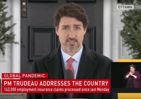 Prime Minister Justin Trudeau delivers address on March 25, 2020