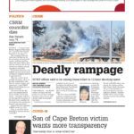 Cape Breton Post front page with lead story headline "Deadly rampage"