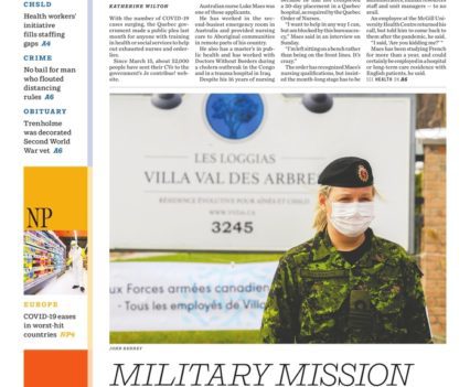 Winnipeg Free Press front page with lead story headline ""