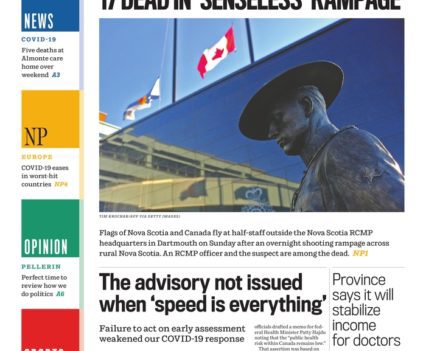 Ottawa Citizen front page with lead story headline "17 dead in 'senseless' rampage"