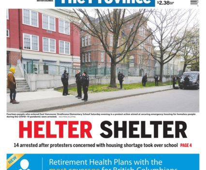 The Province front page with lead story headline "Helter Skelter"