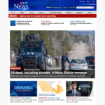 CTV News homepage with feature story headline "19 dead, including shooter, in Nova Scotia rampage"