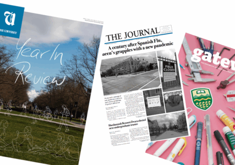 Collage of Ubyssey, the Journal and the Gateway covers