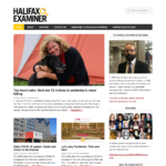 Halifax Examiner homepage with feature story headline "Too much pain: Here are 12 victims in yesterday's mass killing"