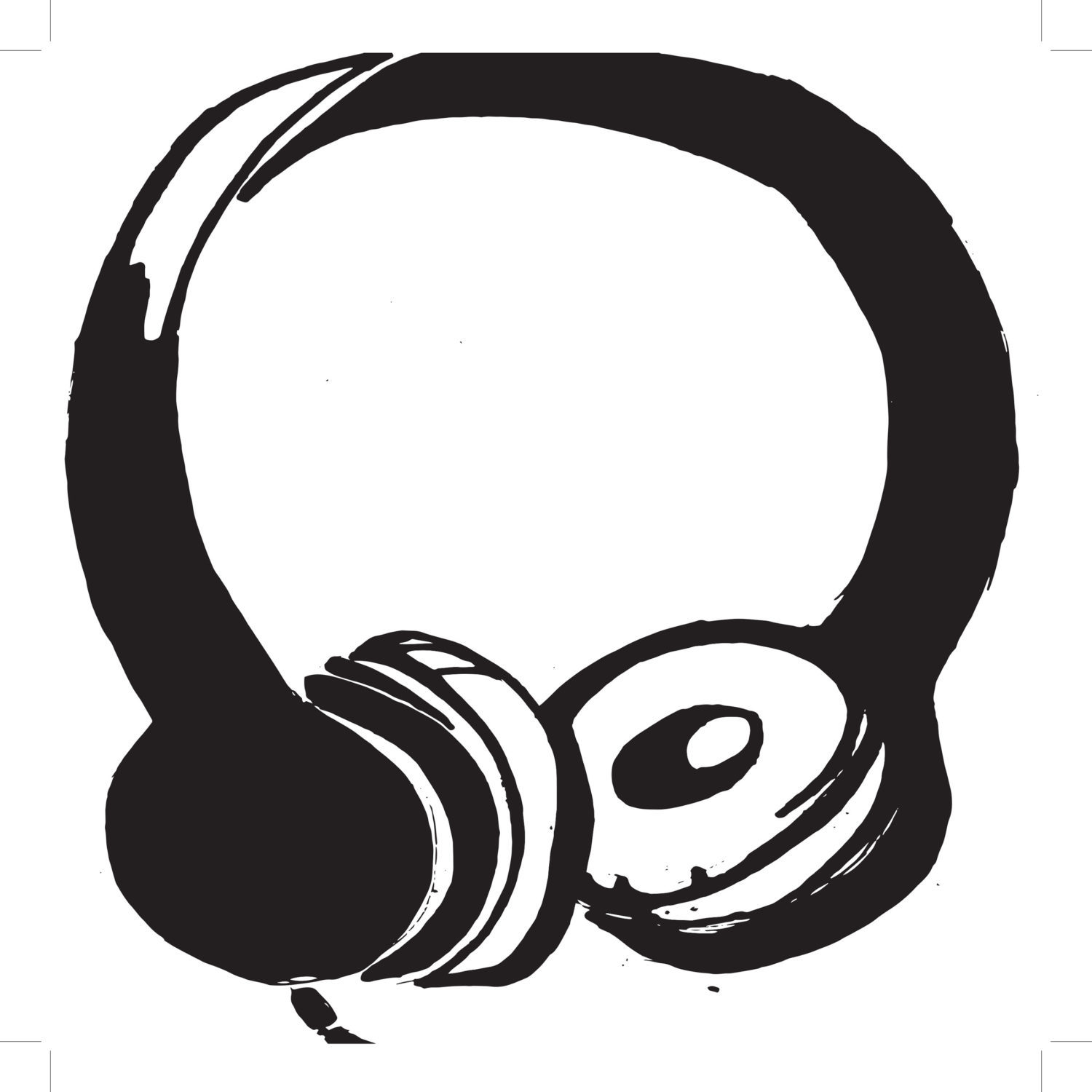 Black and white drawing of headphones