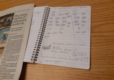 Montreal Gazette digital editor Hayley Juhl started tracking source gender after hearing about the BBC 50:50 project in 2019.