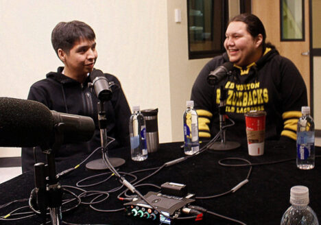 Jacob Lightning and Jonas Maclaurin in recording studio