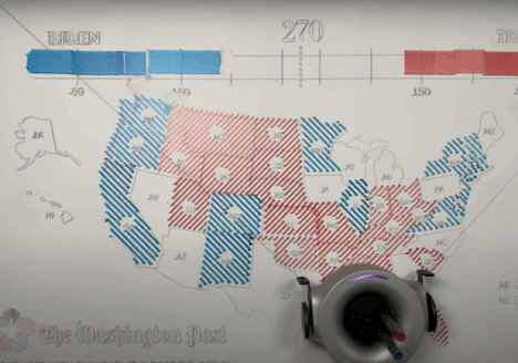 Screenshot of the Washington Post, KnightLab and Scribit Design map-drawing robot.