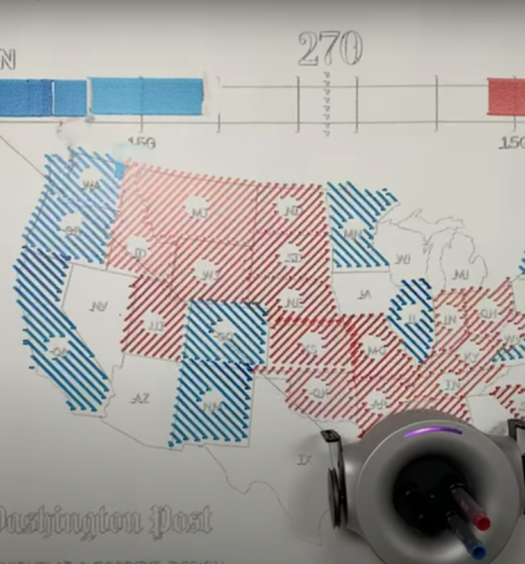Screenshot of the Washington Post, KnightLab and Scribit Design map-drawing robot.