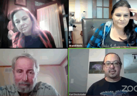 Karyn Pugliese, Brandi Morin, Peter Jacobsen and Karl Dockstader on Zoom video presentation