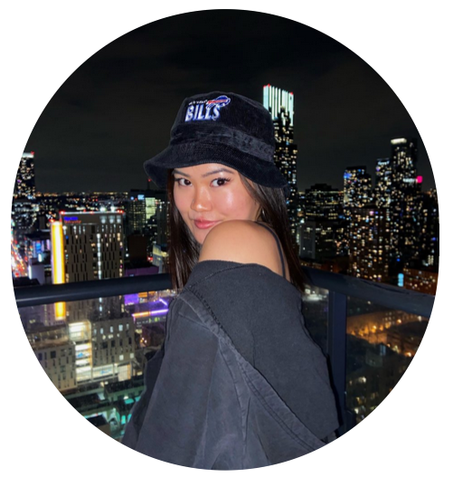 Christina Flores-Chan wearing a Bills hat