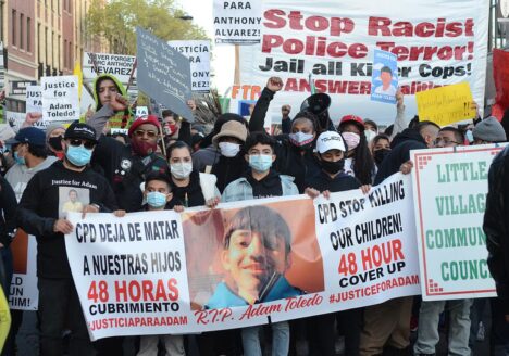 Protesters take to the streets in Chicago.