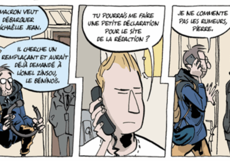 Après 25 ans comme journaliste, au Québec d’abord, puis à Washington pour Radio-Canada, et à Paris pour TV5 et France24, Bertin Leblanc a traversé « de l’autre côté » comme conseiller aux affaires culturelles de la délégation du Québec à Paris, puis porte-parole d’Amnistie internationale. En 2016, on lui offre un défi hors de l’ordinaire, celui de porte-parole de la Secrétaire générale de la Francophonie, Michaëlle Jean. Bertin Leblanc l’ignorait, mais il s’embarquait pour une affectation qui lui en ferait voir de toutes les couleurs, ce qu’il raconte sous forme de BD dans Éléments de langage, cacophonie en Francophonie.