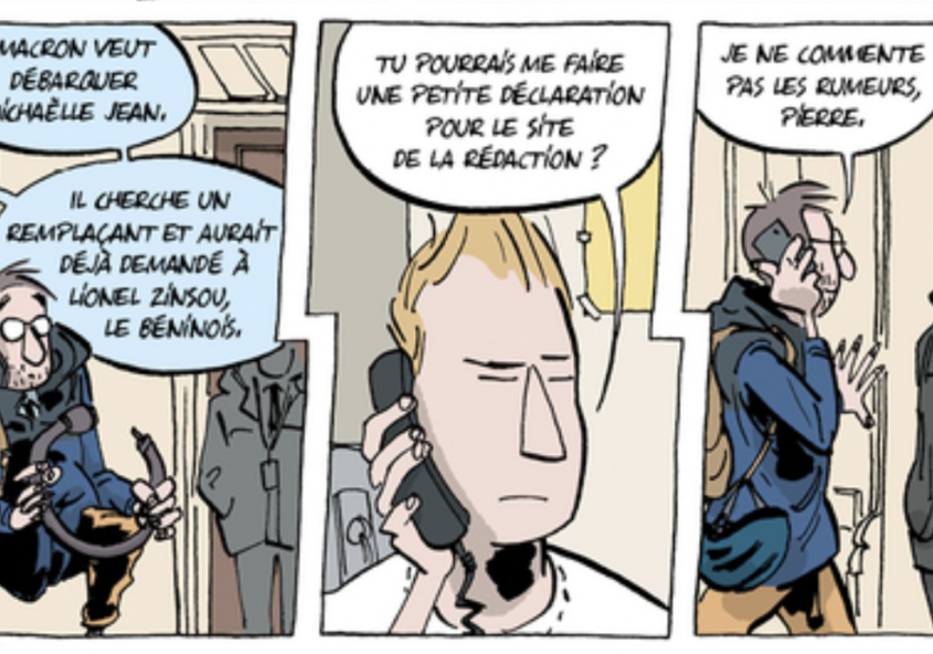 Après 25 ans comme journaliste, au Québec d’abord, puis à Washington pour Radio-Canada, et à Paris pour TV5 et France24, Bertin Leblanc a traversé « de l’autre côté » comme conseiller aux affaires culturelles de la délégation du Québec à Paris, puis porte-parole d’Amnistie internationale. En 2016, on lui offre un défi hors de l’ordinaire, celui de porte-parole de la Secrétaire générale de la Francophonie, Michaëlle Jean. Bertin Leblanc l’ignorait, mais il s’embarquait pour une affectation qui lui en ferait voir de toutes les couleurs, ce qu’il raconte sous forme de BD dans Éléments de langage, cacophonie en Francophonie.