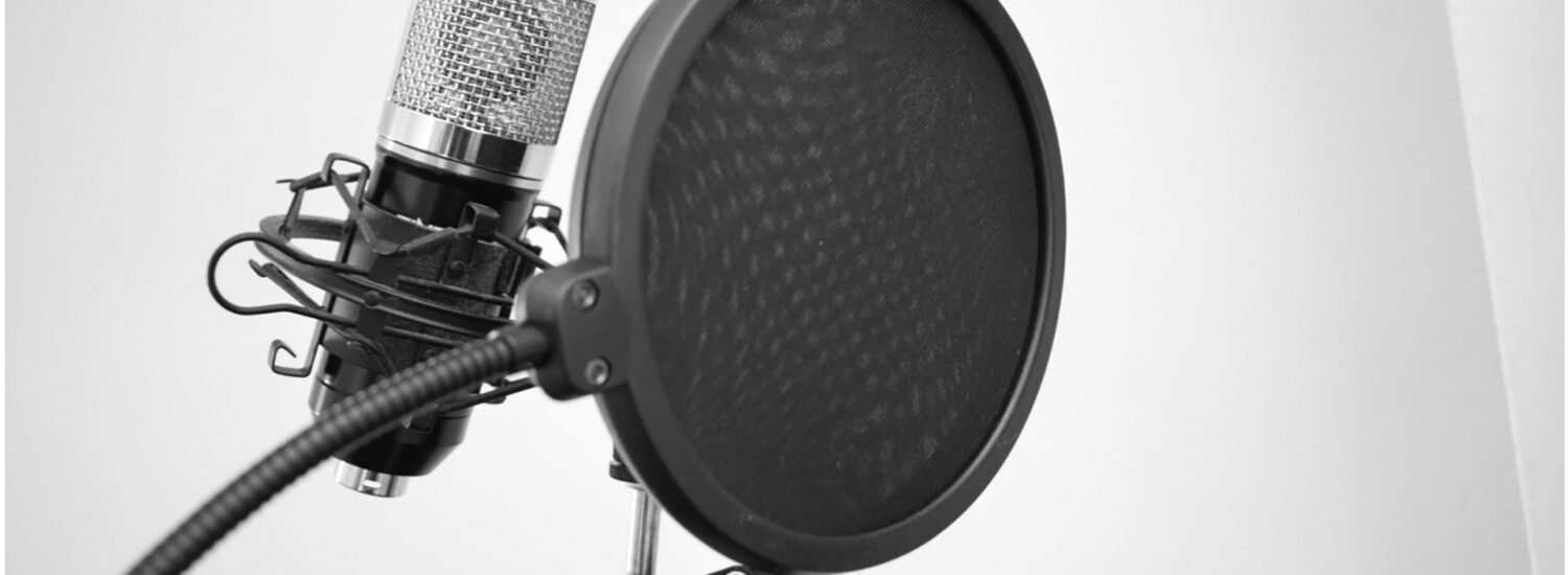 Black and white photo of studio mic