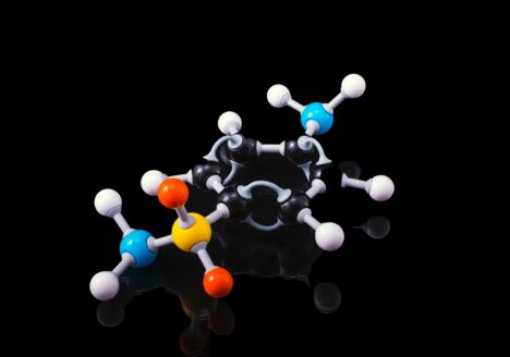 A molecule model with reflection on a dark surrounding