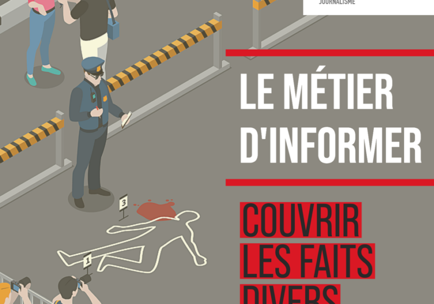 Dessin qui montre le balado de Projet J sur la couverture des faits divers au Québec