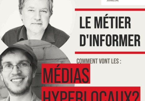 Photo qui montre le logo de Projet J et les deux invités du balado : Simon Van Vliet et Stéphane Desjardins.