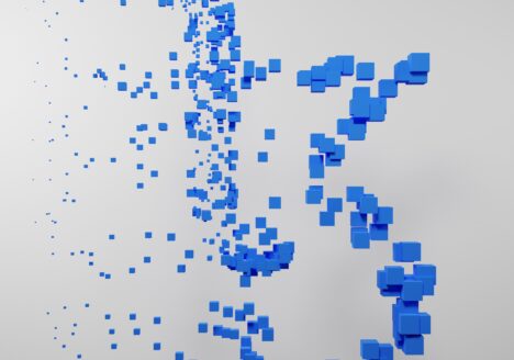 Blue blocks on white background