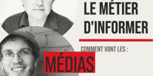 Photo qui montre le logo de Projet J et les deux invités du balado : Simon Van Vliet et Stéphane Desjardins.