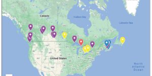A map of all the locations in Canada that have passed press freedom resolutions at their city councils